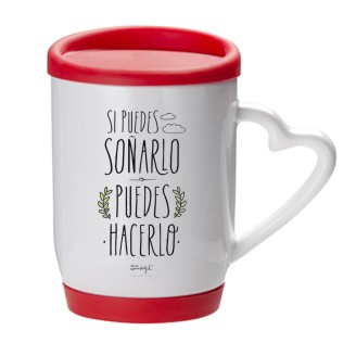 Taza Personalizada con Tapa Roja y Asa Corazón AGOTADO :(